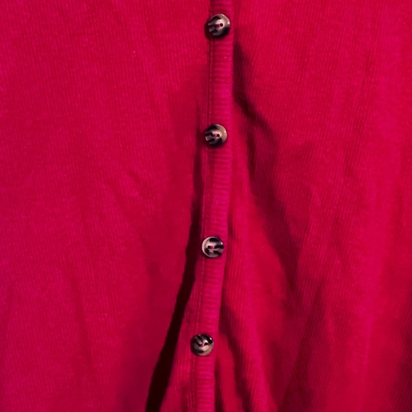 Ambiance Red Buttoned Tie Front Blouse - Picture 4 of 5